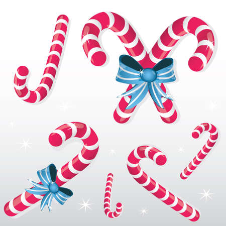 christmas candy cane set のイラスト素材