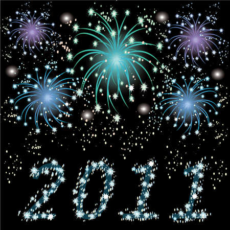 Wector illustrated new year background with fireworks のイラスト素材