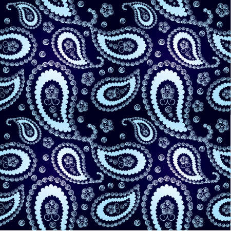seamless dark blue paisley ornament, vectorのイラスト素材