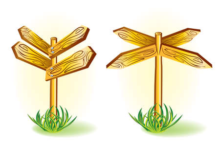 wooden road signs のイラスト素材
