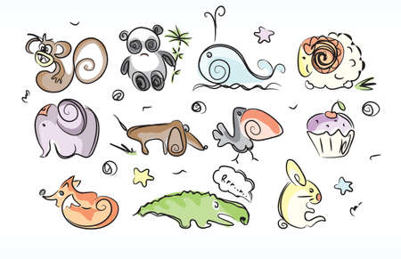 Cartoon animals setのイラスト素材