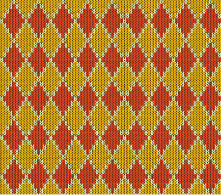 Orange seamless rhombus knitted patternのイラスト素材