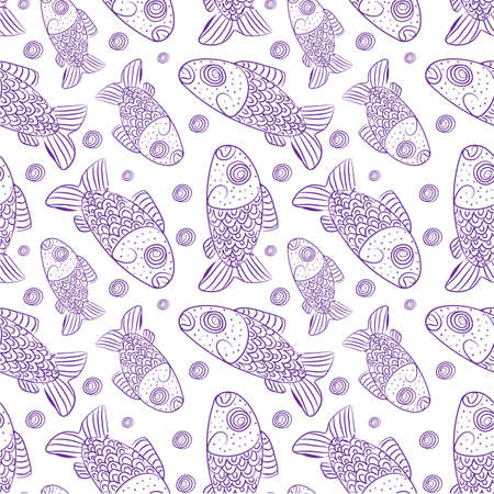 Violet fish background, seamless のイラスト素材