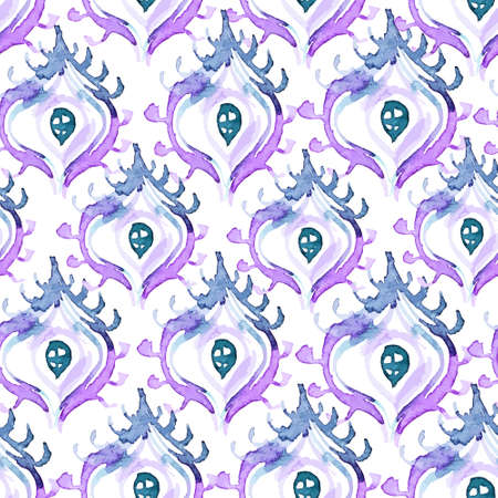 Vector abstract watercolor peacock seamless pattern.のイラスト素材