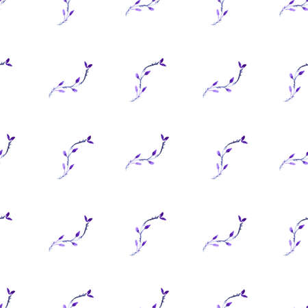 Seamless watercolor background with blue branchesのイラスト素材