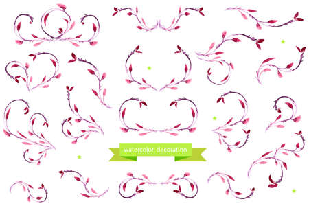 Watercolor floral design elements. Floral Frame Collection. Vectorのイラスト素材