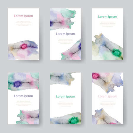 Set of watercolor identify backgrounds card, tags, invitations. Vector illustratedのイラスト素材