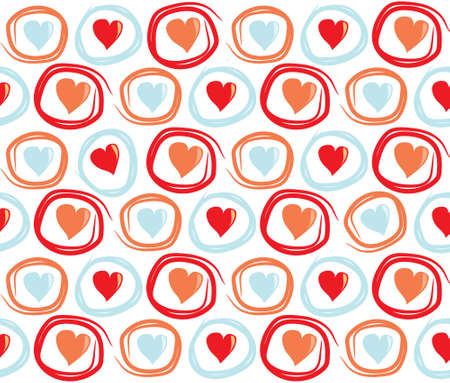 Seamless Valentines Day background with circles and hearts. Tiled vector holiday texture. Love wrapping paper design.のイラスト素材