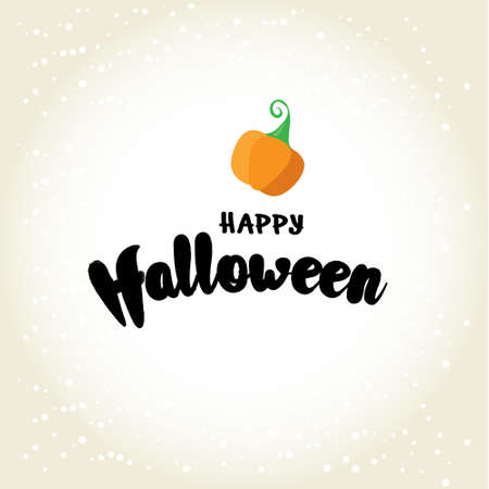 Happy Halloween post card design. Simply vector illustration with cartoon orange pumpkin and lettering elements.のイラスト素材