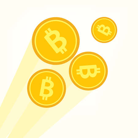 Flat golden bitcoin illustration. BTC coin with letter B symbol. Cryptocurrency coin simple vector design.のイラスト素材