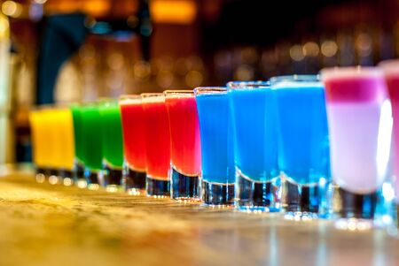 Colorful cocktails on a bar standの写真素材