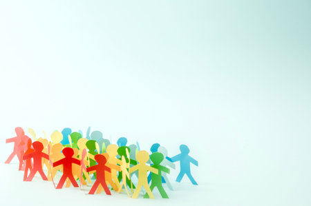 Paper people in rainbow colors.の写真素材
