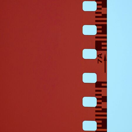 35mm negative film with copy-paste space for text. Minimalist image of a negative film.の写真素材