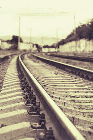 Railway line view in blur.の写真素材
