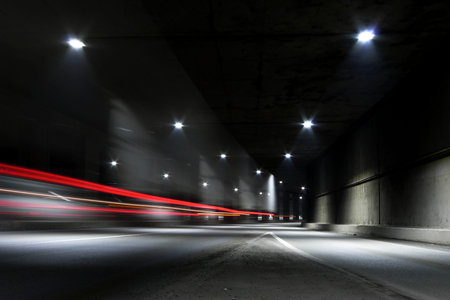 Blurry image of a dark tunnel
