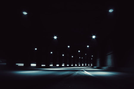 Blurry image of a dark tunnel