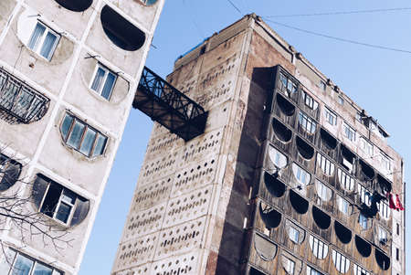 Ugly multistory block bult in soviet times.の写真素材