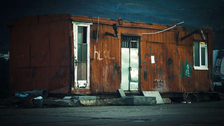 Metal shipping container transformed into a living cabin.の写真素材