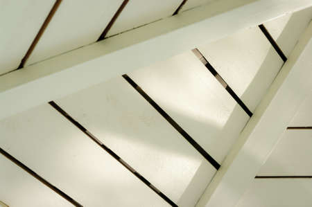 White wood ceiling made of planks.の写真素材