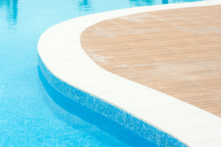 Swimming pool details under the bright sunlight.のeditorial素材