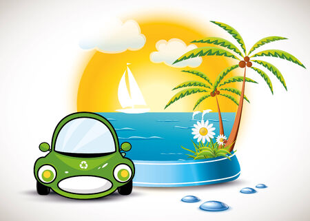 Eco Small Little Car Conceptのイラスト素材