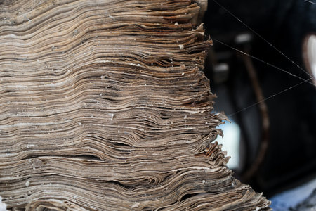 old book pages in an abandoned factory