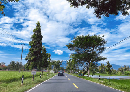 Yogyakarta, INDONESIA - 10 December 2019 : This photo was taken while on the way to a tourist site, the Borobudur Temple.のeditorial素材