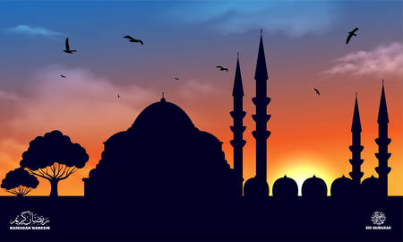 Illustration vector graphic of Mosque, good for Ramadan or eid mubarak background, wallpapaer, social media post, etc.のイラスト素材