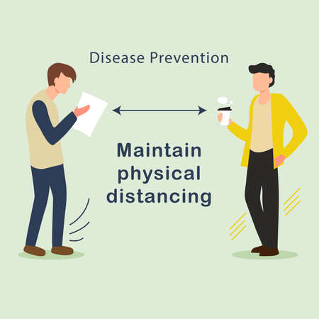 illustration vector graphic of disease prevention, physical distancing, use in social media, poster, brochure, etcのイラスト素材