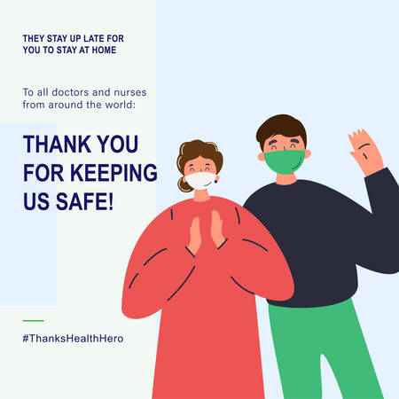 coronavirus/COVID-19, appreciation text for all doctors and nurses during this difficult time, use in social media post, brochure, flyer/leaflet, etc. vector illustration.のイラスト素材