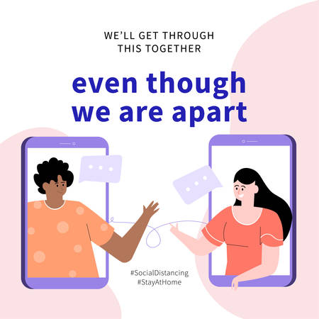 Social distancing, keep distance in public society people to protect from COVID-19 coronavirus outbreak spreading concept, vector illustration.のイラスト素材