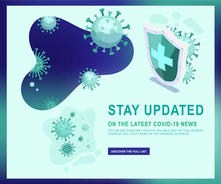 coronavirus/COVID-19, vector illustration of healthcare protection from coronavirus concept with a medical shield icon.のイラスト素材