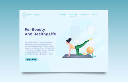 Yoga landing home page template. Mental health concept. vector illustration.のイラスト素材