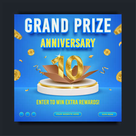 Grand prize anniversary social media banner template with editable text effectのイラスト素材