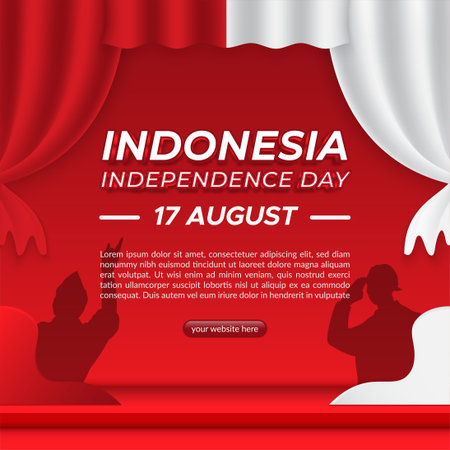 Indonesia's independence day square background templateのイラスト素材