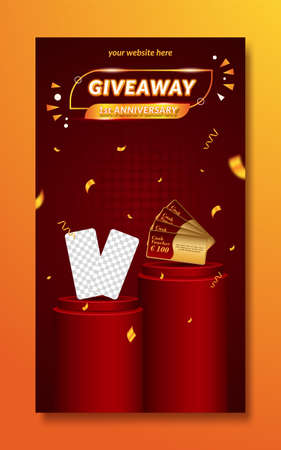 Giveaway anniversary contest invitation for social media story templateのイラスト素材