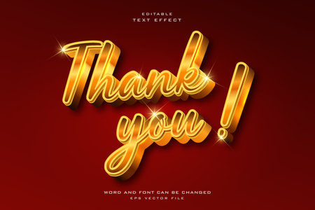 Thank you shiny golden style editable text effectのイラスト素材