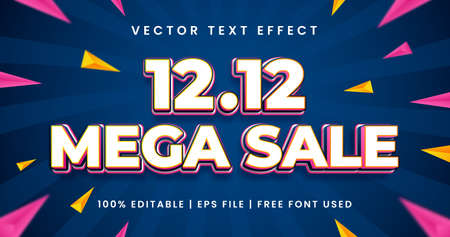 1212 mega sale text, editable text effect templateのイラスト素材