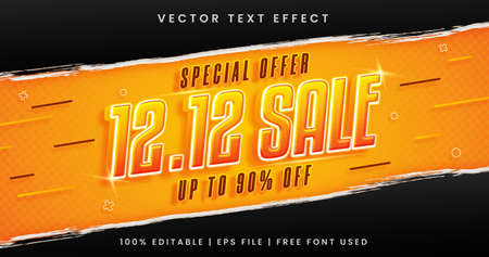 1212 discount sale, shine editable text effect style templateのイラスト素材