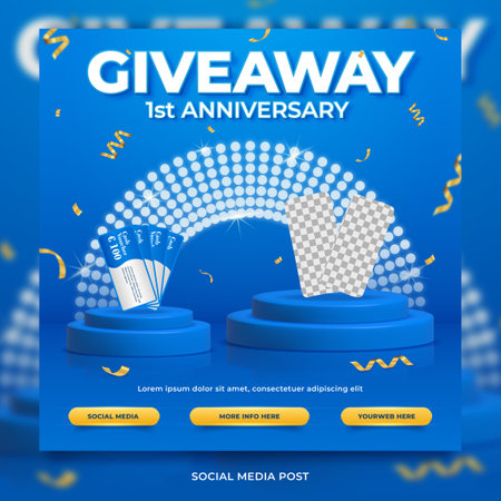 Giveaway anniversary contest invitation social media banner templateのイラスト素材