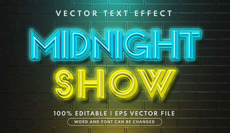 Midnight show neon style editable text effectのイラスト素材