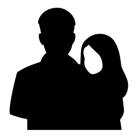 Silhouette of Young Familyのイラスト素材