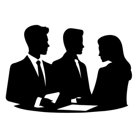 Silhouette of business people in office workplaceのイラスト素材