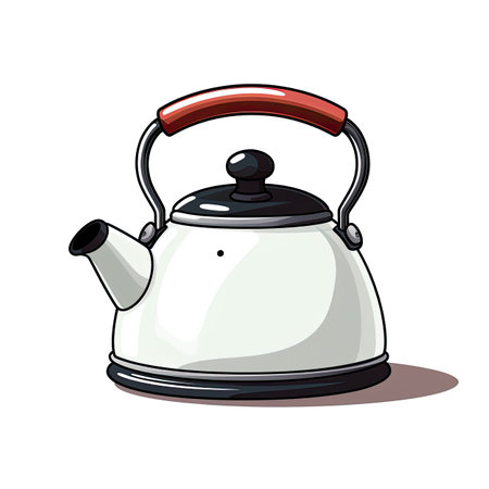Kettle isolated on white background. Vector illustration in cartoon style.の素材