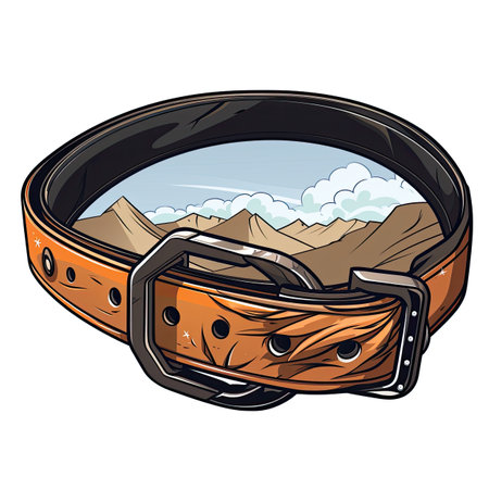 Sleeping belt. Vector illustration of a leather belt with a buckle.の素材