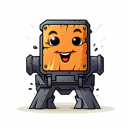 Funny cartoon video camera character on white background. Cute cartoon video camera character.の素材