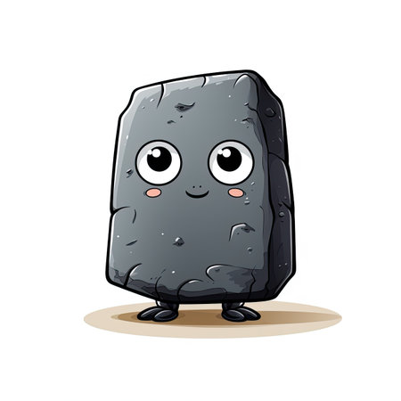 Cartoon stone character isolated on a white background.の素材