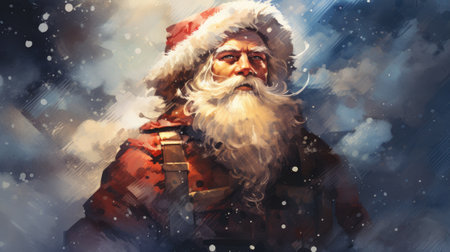 Santa Claus in red coat and hat with long beard.の素材