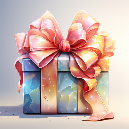 Gift box with bow and ribbons.の素材
