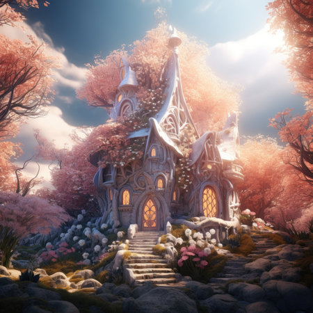Beautiful fairy-tale house in the forestの素材
